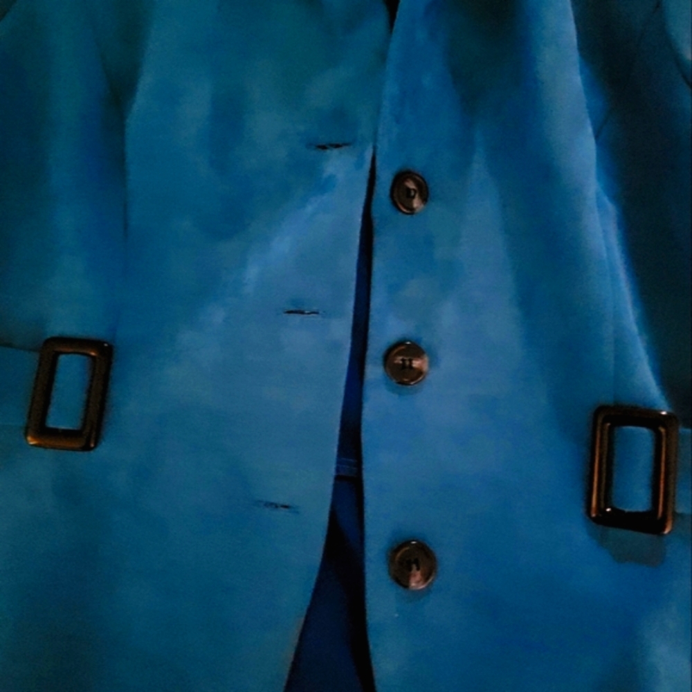 Perceptions Teal Sharp Shoulder Blazer Faux Suede size 12 Vtg - Picture 7 of 10